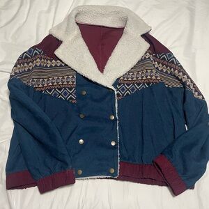 Aztec southwestern double breast jacket